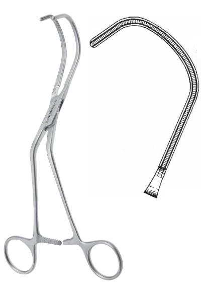 Зажими, атравматичні, "Lambert-Kay", для аневризми та анастомозу, вигнуті, зубчаста щелепа, загальна довжина 200 мм . FEHLING INSTRUMENTS GmbH & Co. KG